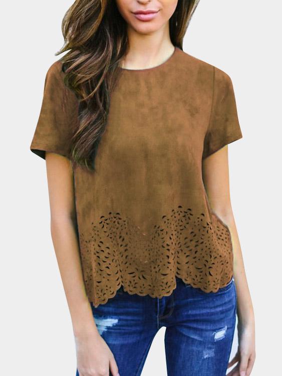 NEW FEELING Womens Khaki T-Shirts
