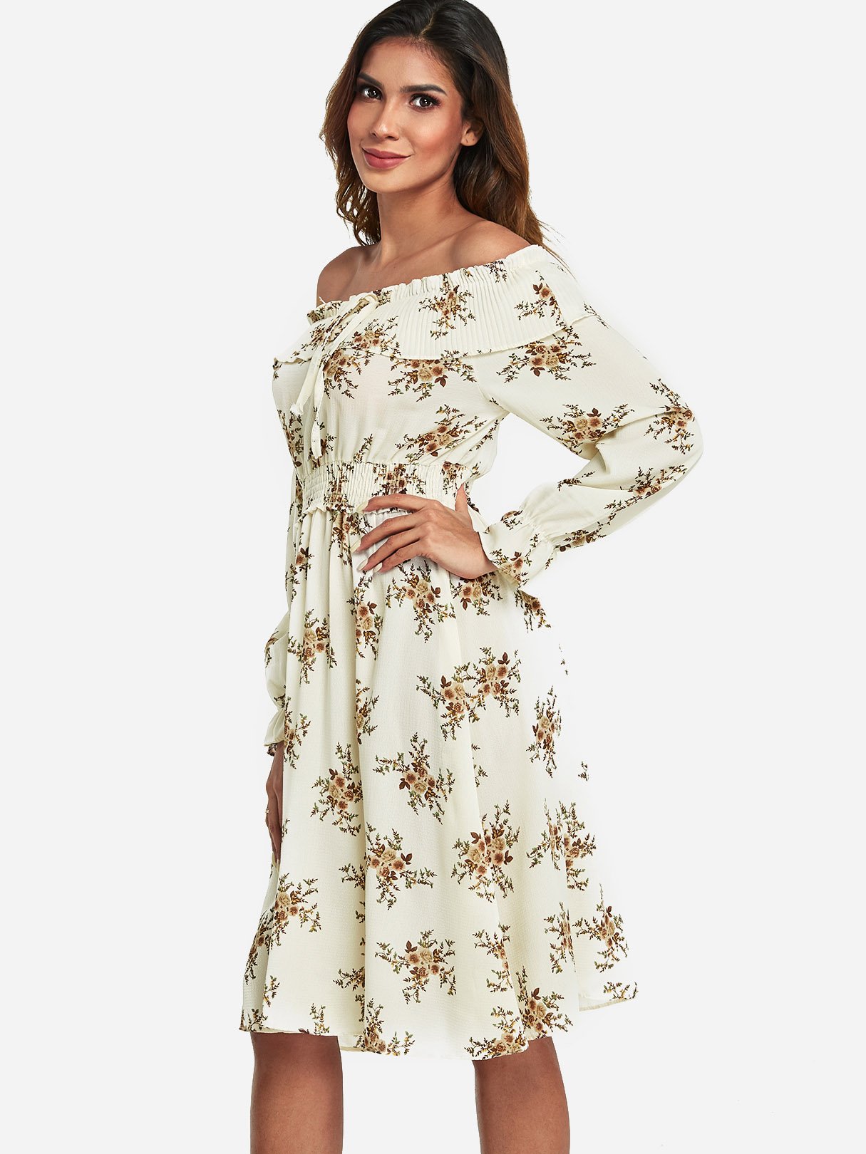 OEM Ladies White Floral Dresses