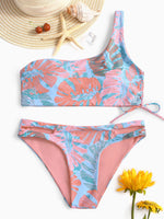 Wholesale Asymmetrical Floral Print Two Piece Bikinis