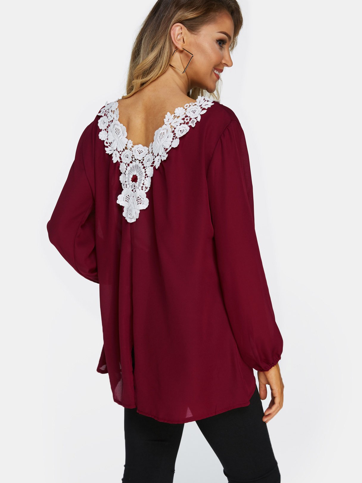 NEW FEELING Womens Burgundy T-Shirts