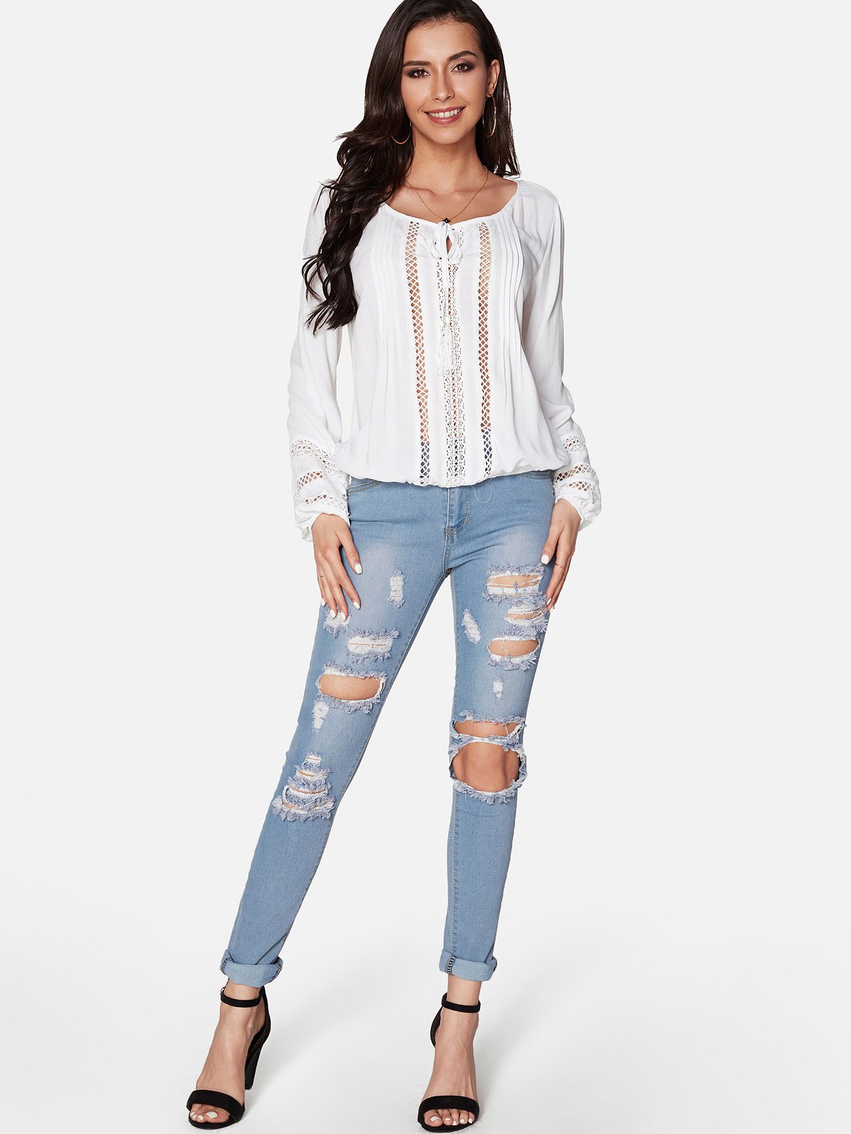 NEW FEELING Womens White Blouses