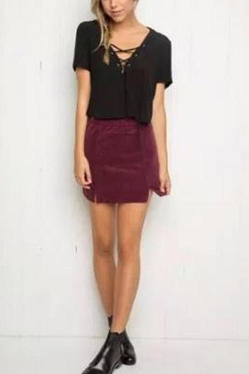 Wholesale Semi Sheer Curved Hem Top