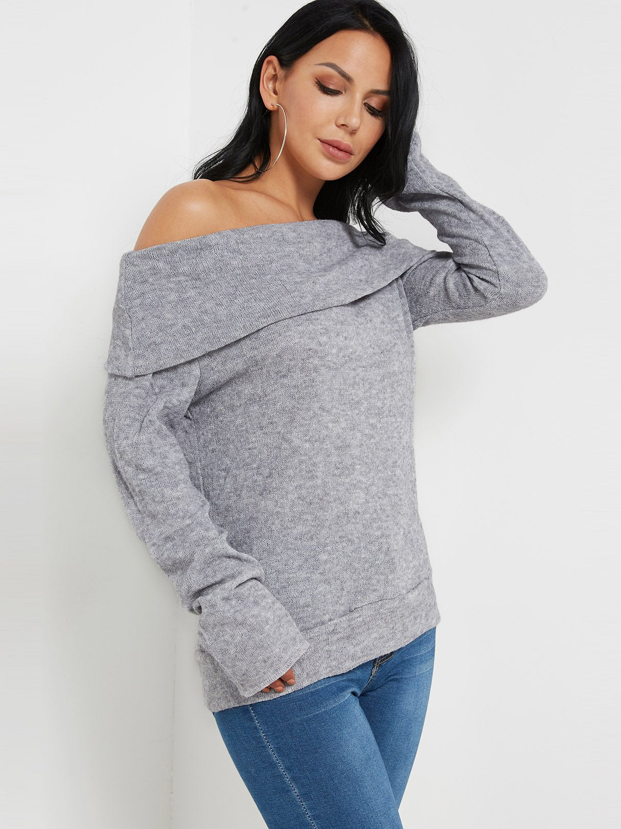 Wholesale One Shoulder Long Sleeve Top