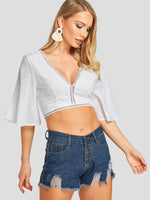 OEM Ladies White Crop Top