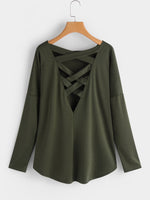 NEW FEELING Womens Army Green T-Shirts