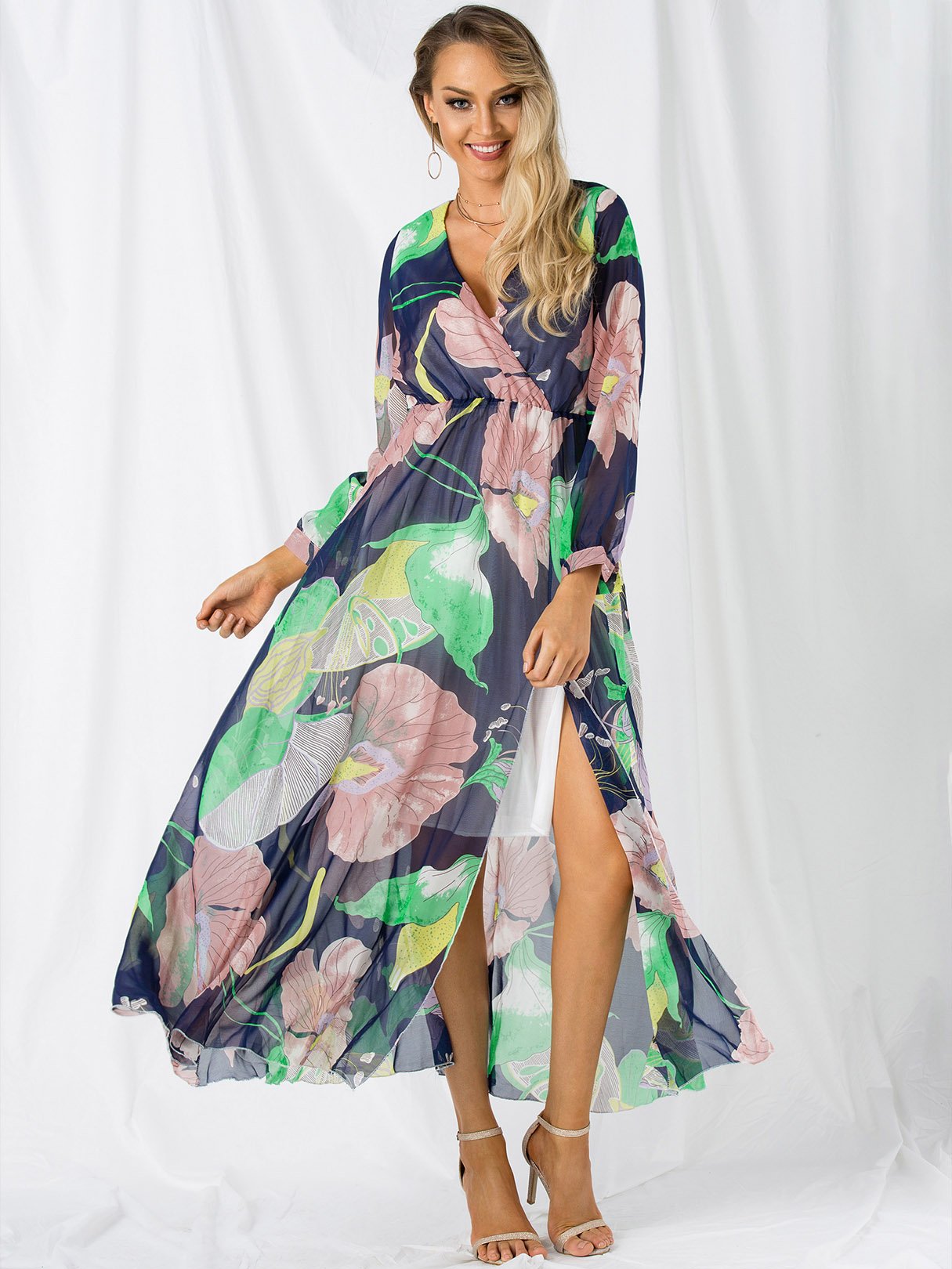 ODM Ladies Long Sleeve Maxi Dress