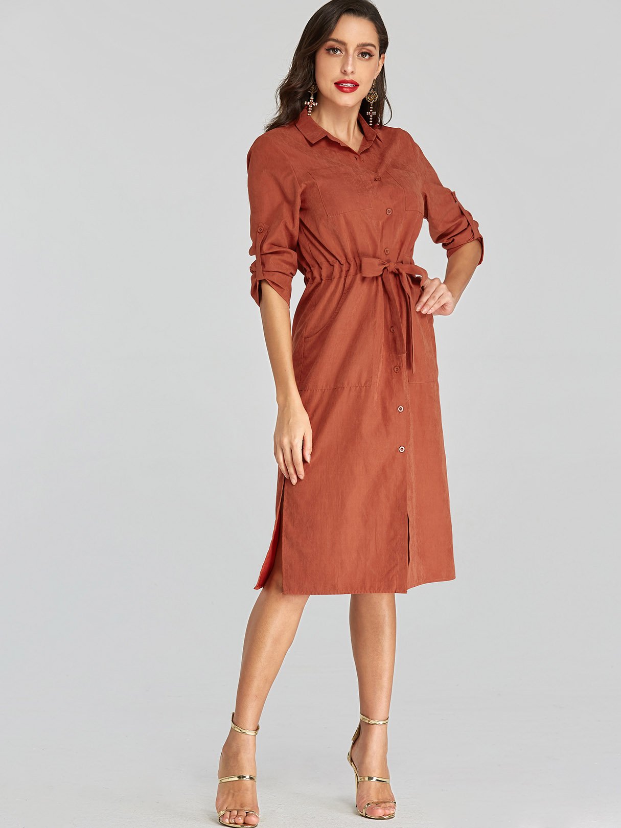 OEM Ladies Rust Midi Dresses