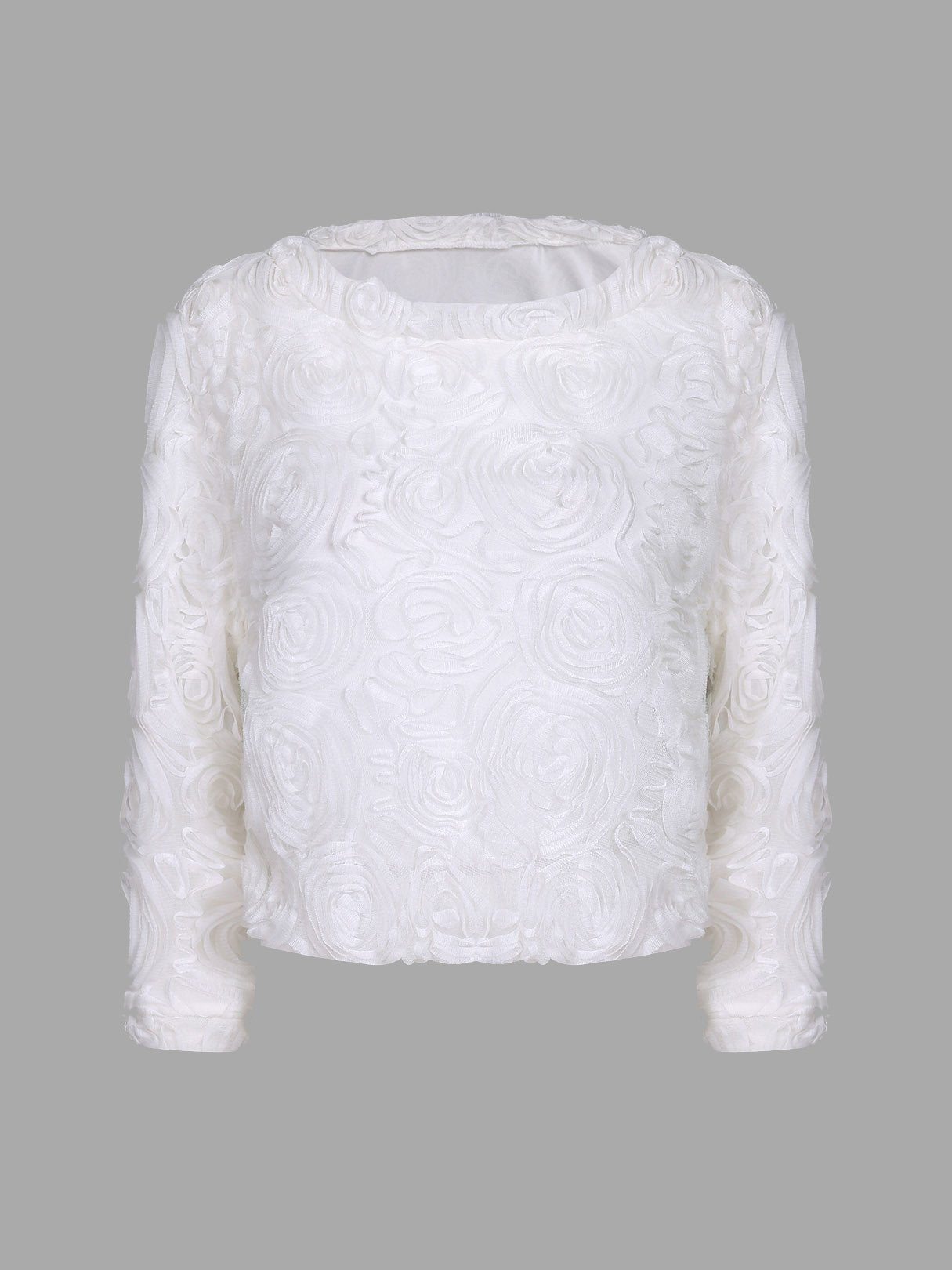 Wholesale Long Sleeve Flower Pattern White T-Shirts