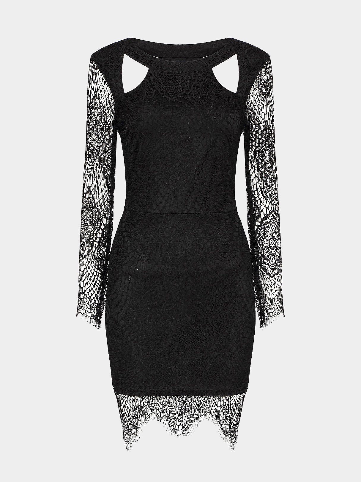 Wholesale Black Lace Crochet Mini Dress