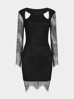Wholesale Black Lace Crochet Mini Dress