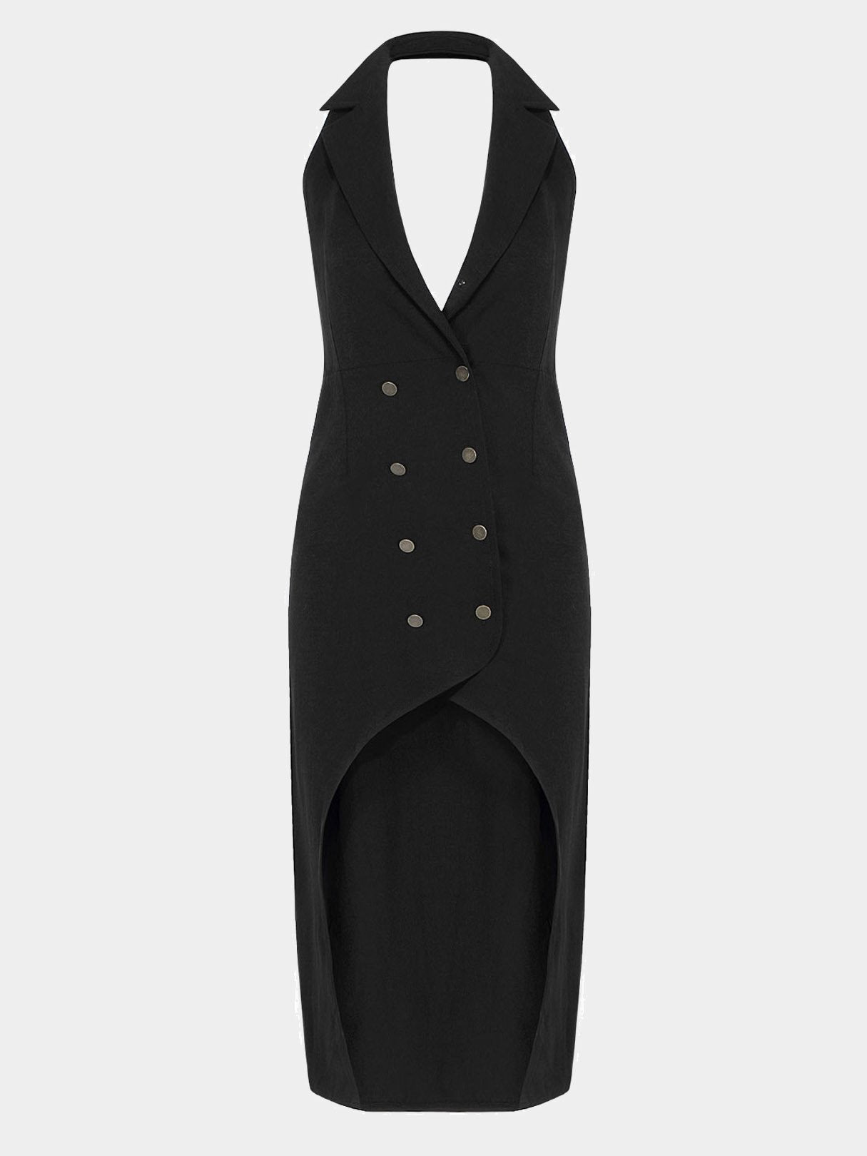 Wholesale Black Swallow-Tailed Double-Breasted Sexy Dress