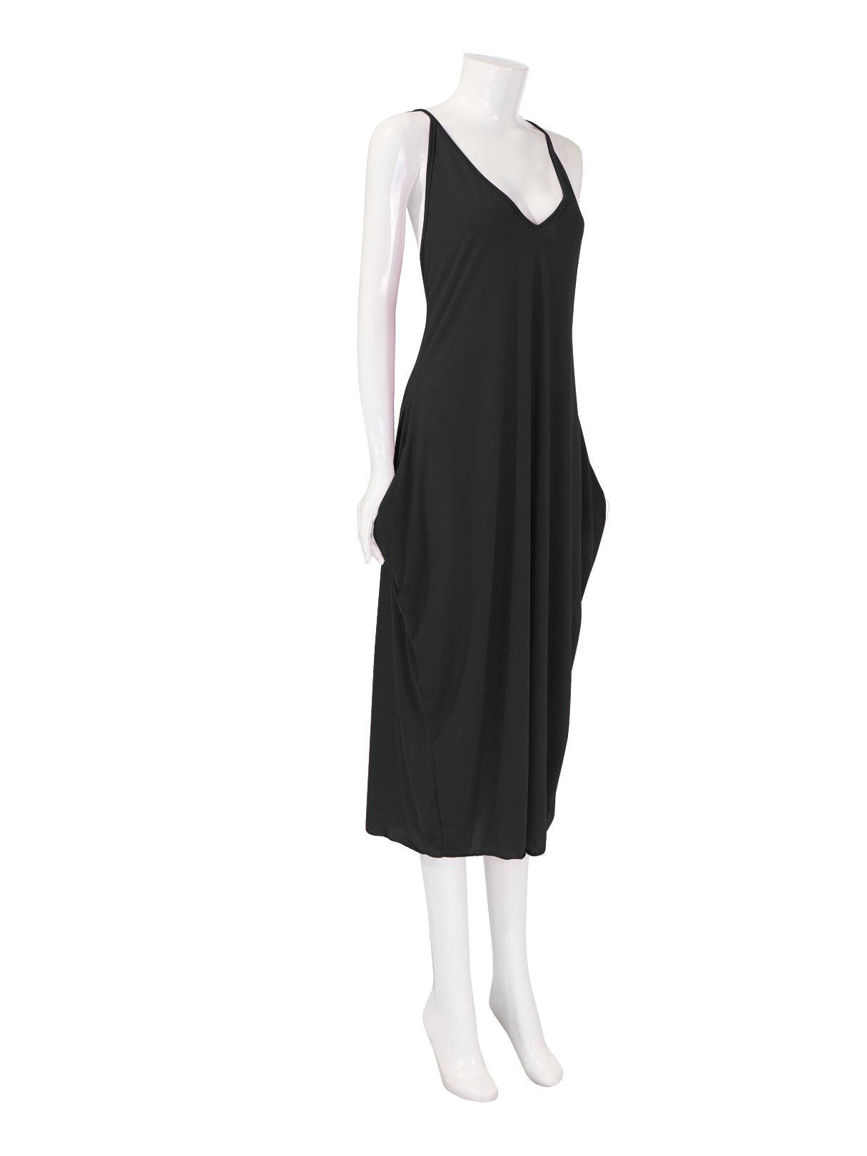 OEM Ladies Black V-Neck Dresses