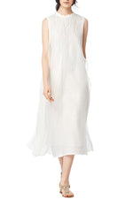 Wholesale White Chiffon Dress With Embroidered Front