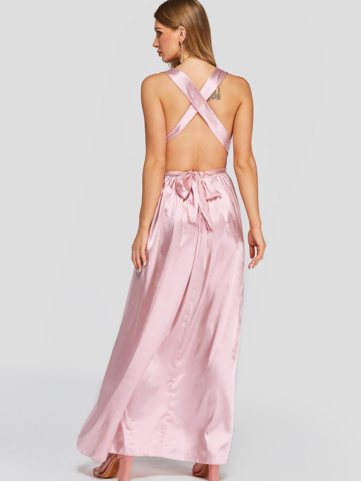 OEM Ladies Pink Maxi Dresses