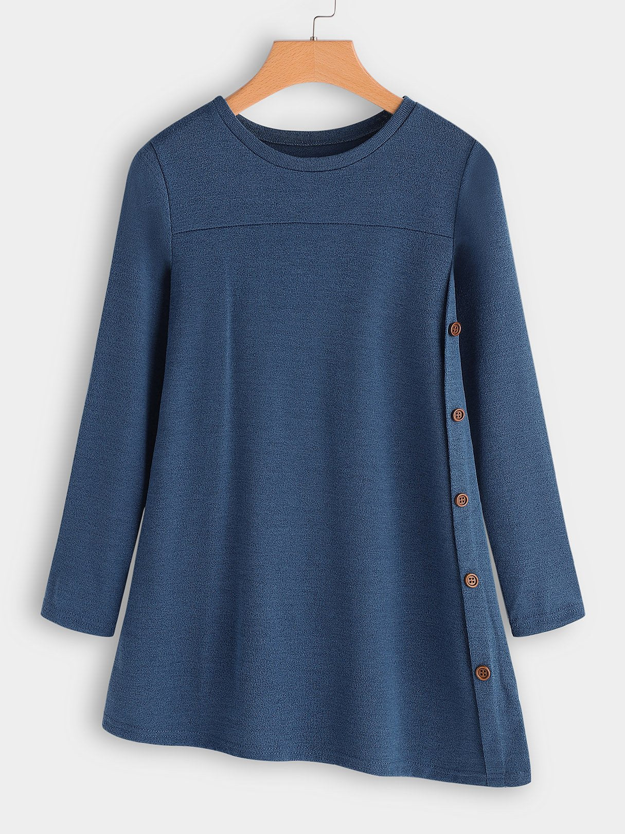 Wholesale Round Neck Long Sleeve Irregular Hem Top