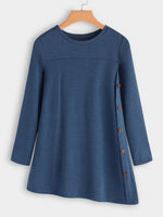 Wholesale Round Neck Long Sleeve Irregular Hem Top