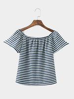 Wholesale Bateau Off The Shoulder Grid Grid Top