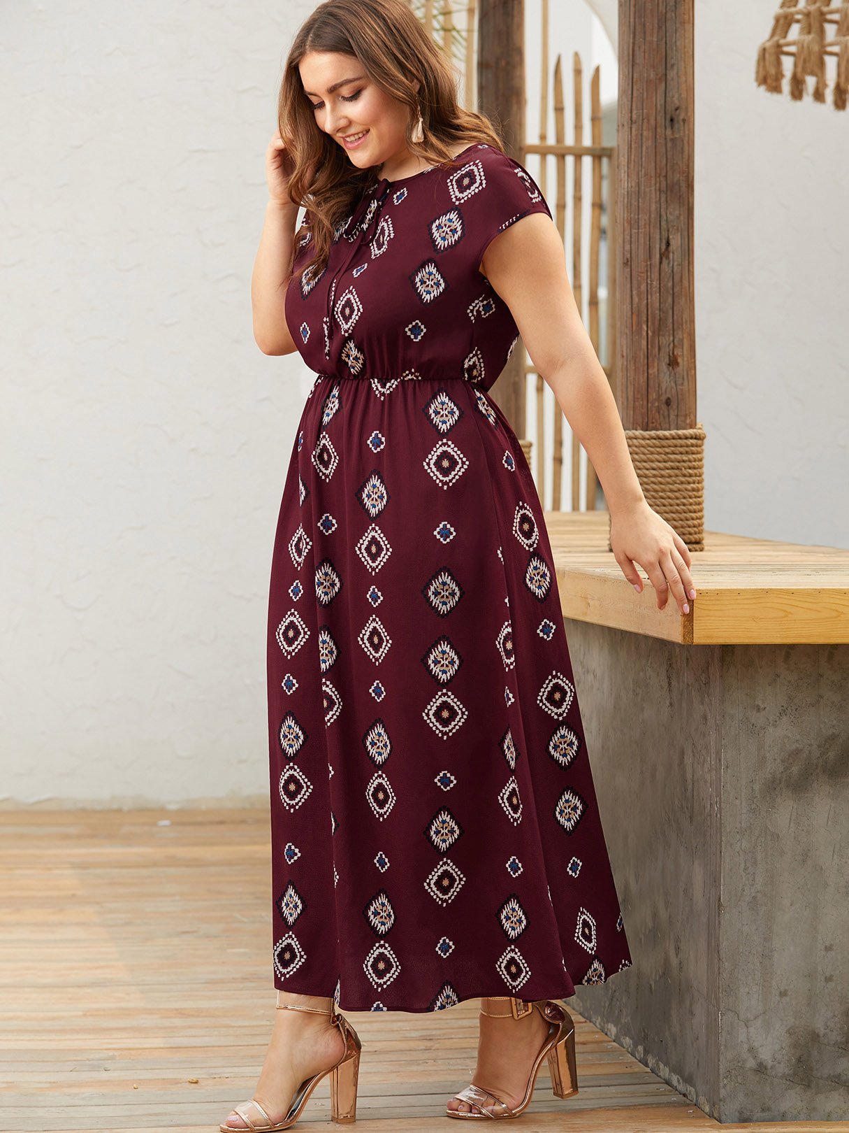 ODM Ladies Short Sleeve Plus Size Dress