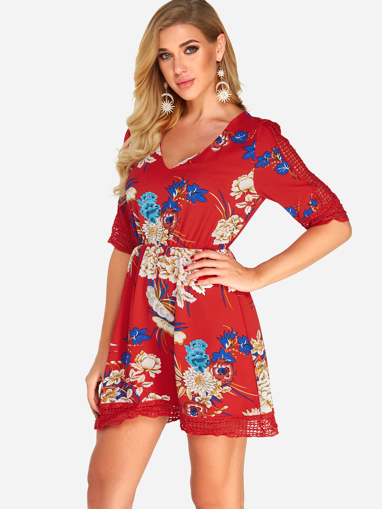 Custom Womens Floral Print Mini Dress
