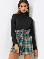 Wholesale Perkins Collar Plain Pleated Long Sleeve T-Shirts