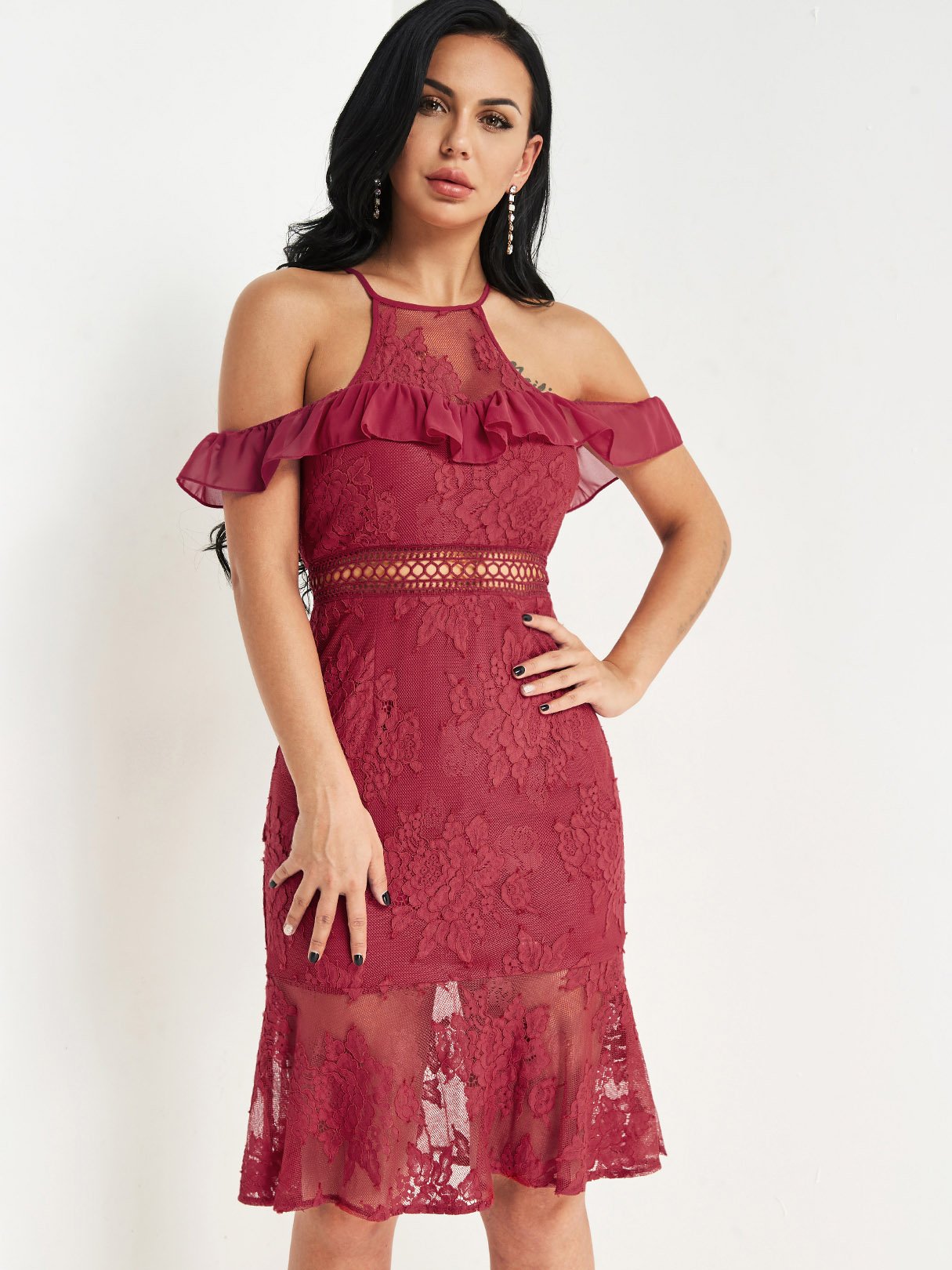 OEM Ladies Burgundy Sexy Dresses