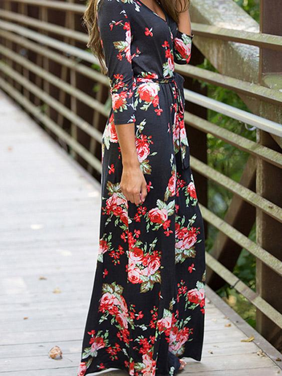 ODM Ladies 3/4 Sleeve Maxi Dress