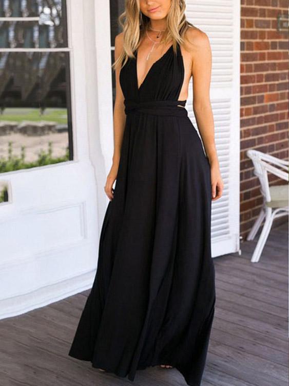 OEM Ladies Black Maxi Dresses