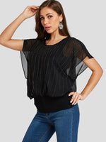 Wholesale Round Neck Short Sleeve Bodycon Hem Black T-Shirts