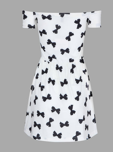 Wholesale White Bateau Off The Shoulder Mini Dress