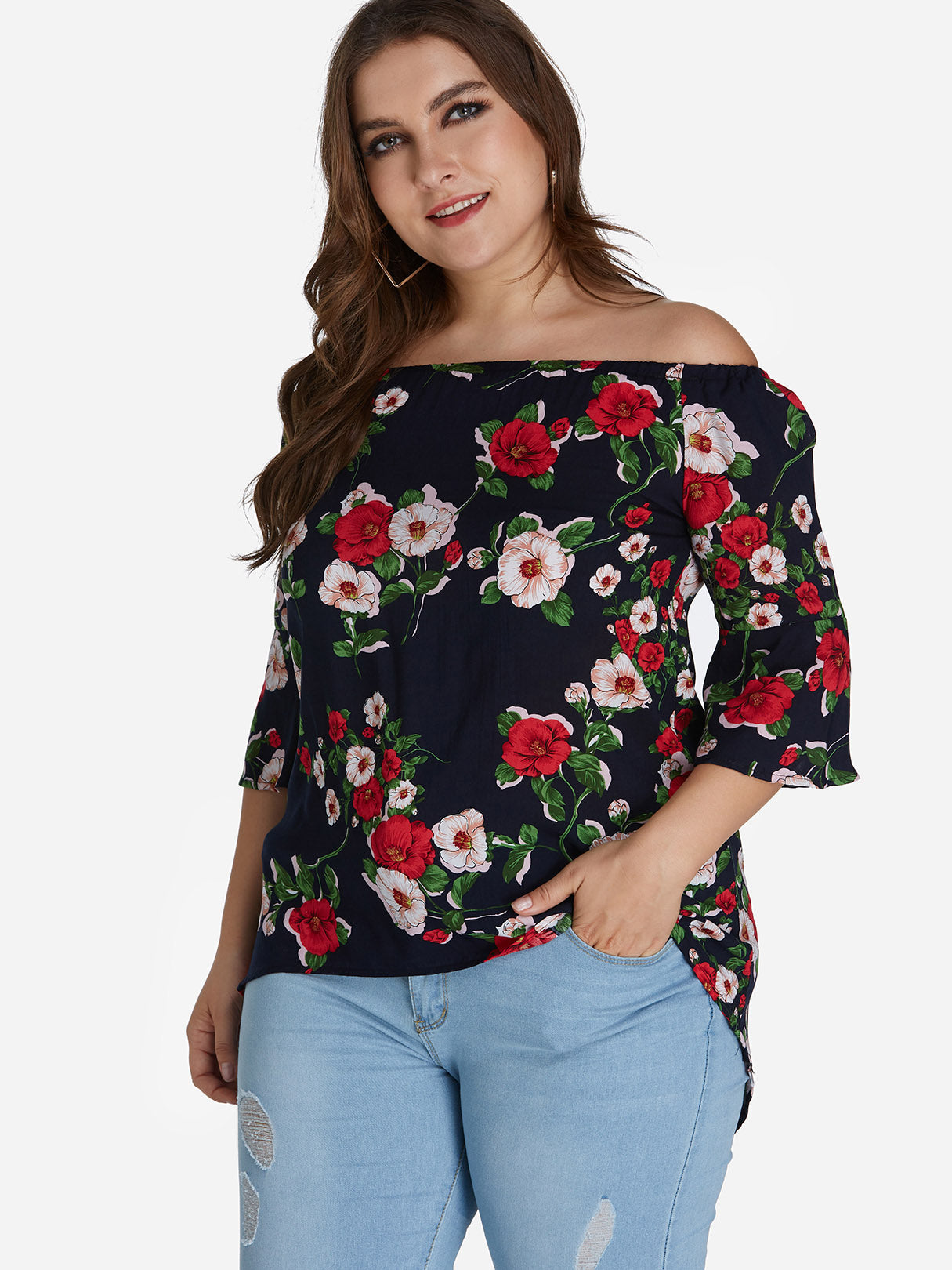 OEM Ladies Black Plus Size Tops