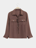 Wholesale Classic Collar Long Sleeve Coffee Blouses
