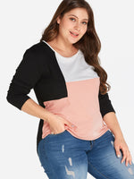 OEM Ladies Color Block Plus Size Tops
