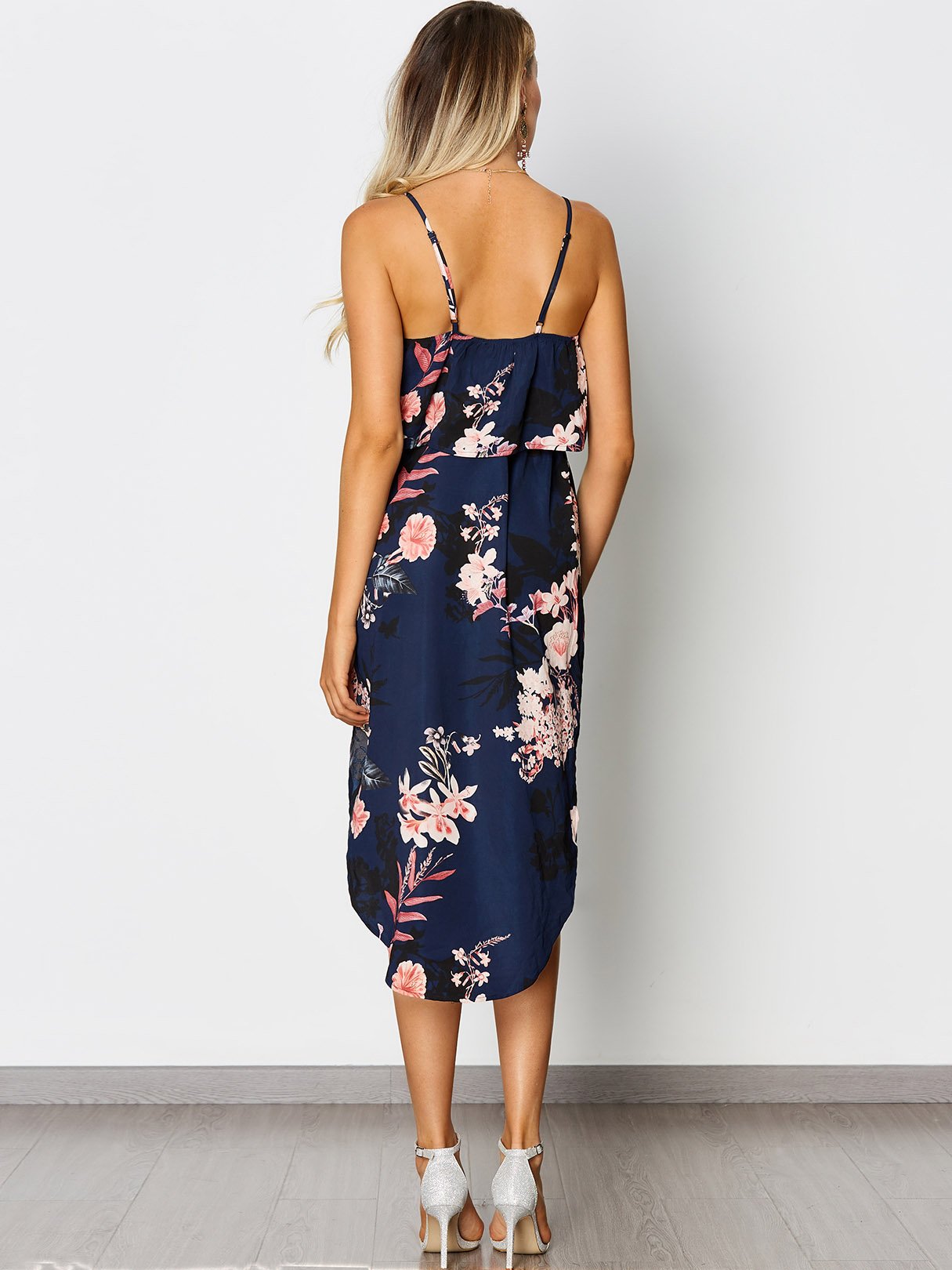 NEW FEELING Womens Navy Floral Dresses