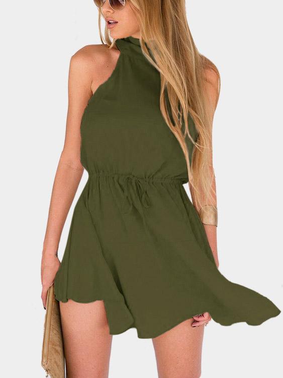 OEM ODM Womens Army Green Mini Dresses