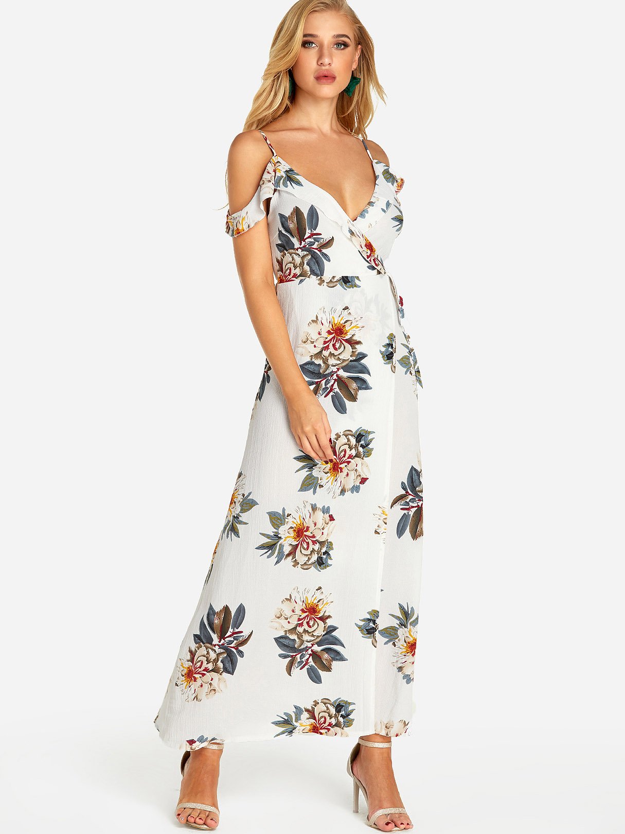 OEM Ladies White Floral Dresses