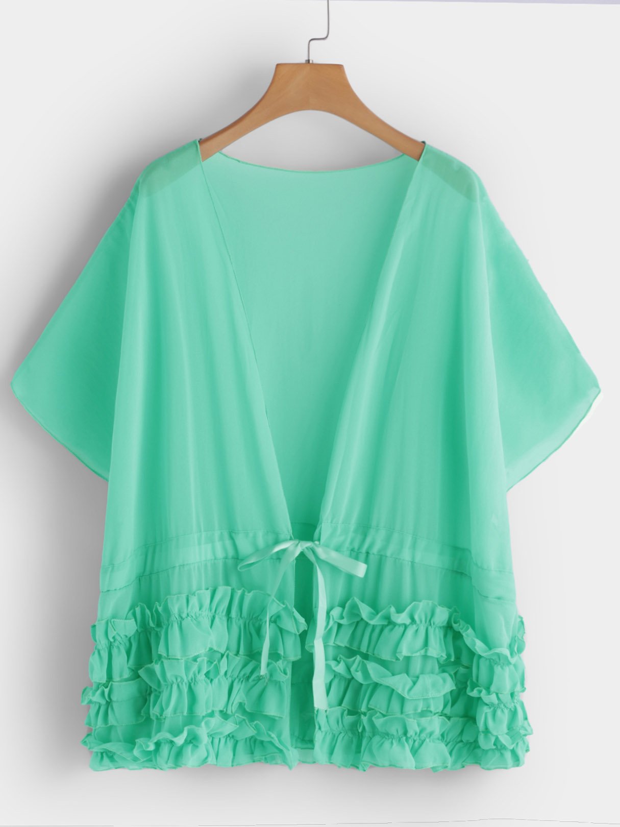Wholesale Pleated See Through Self-Tie Beach Top