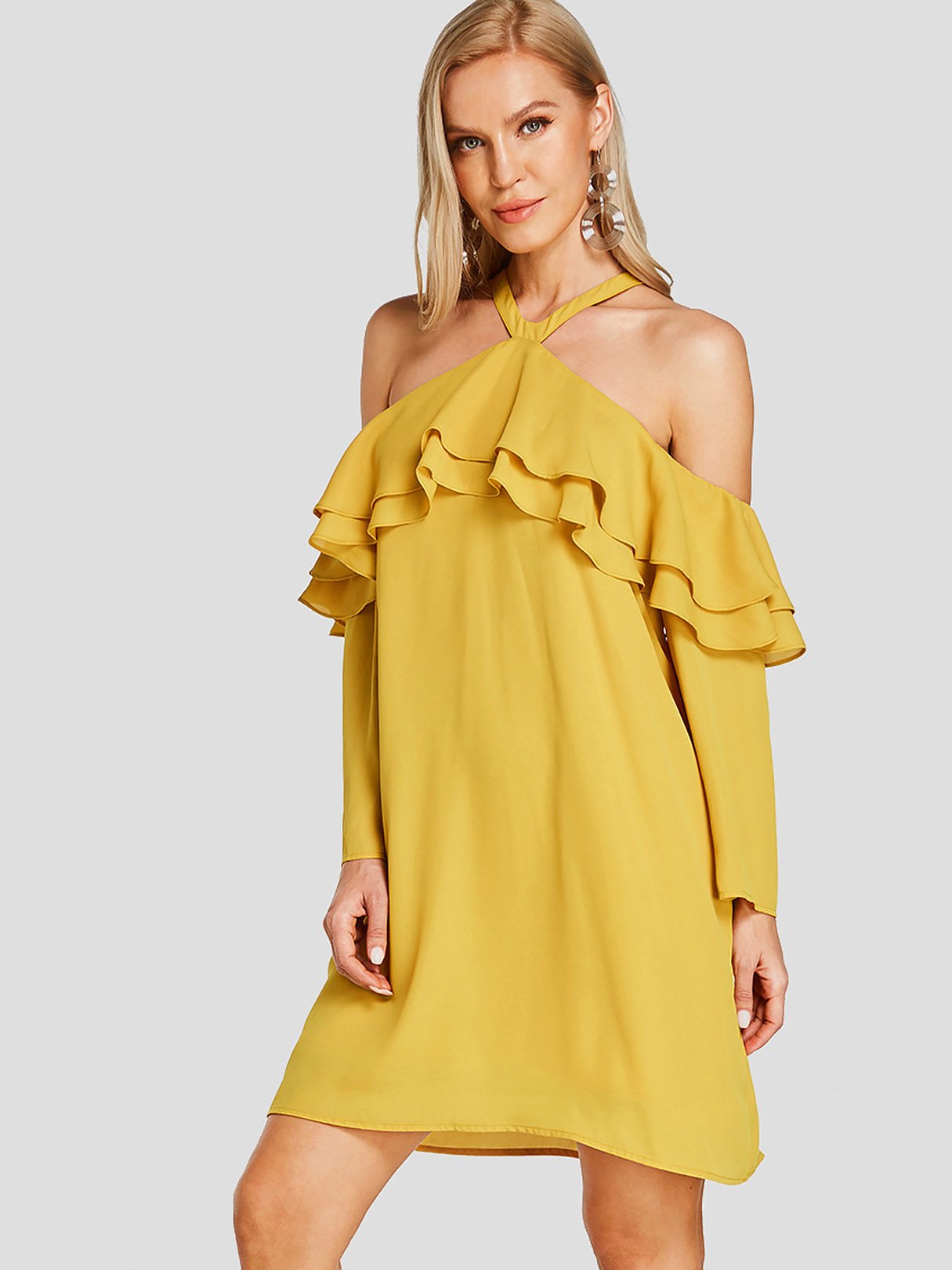 OEM Ladies Yellow Mini Dresses