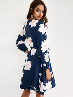 NEW FEELING Womens Navy Floral Dresses