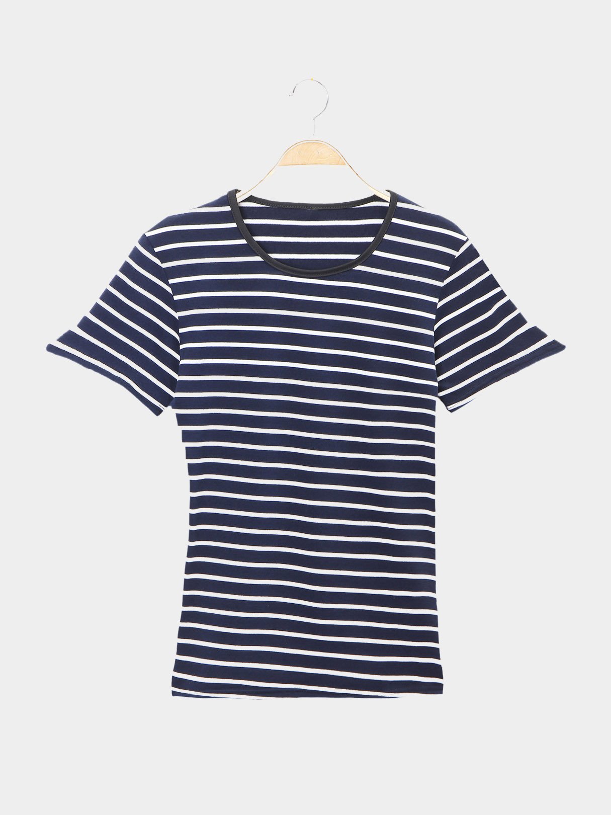Wholesale Crew Neck Stripe Half Sleeve T-Shirts