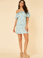 NEW FEELING Womens Blue Floral Dresses