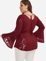 NEW FEELING Womens Burgundy Plus Size Tops