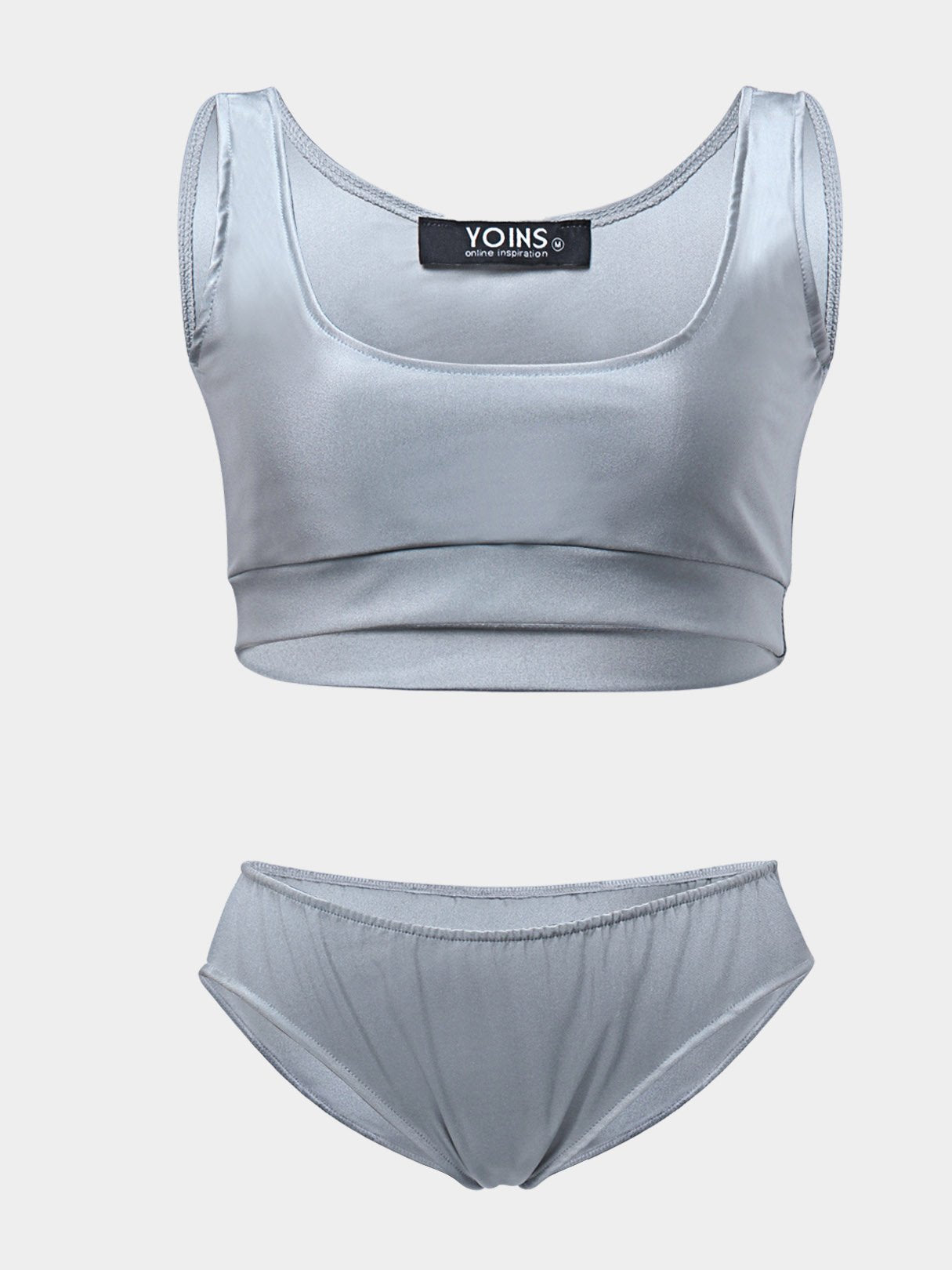 Wholesale Silver Round Neck Sleeveless 2 Piece Bikinis