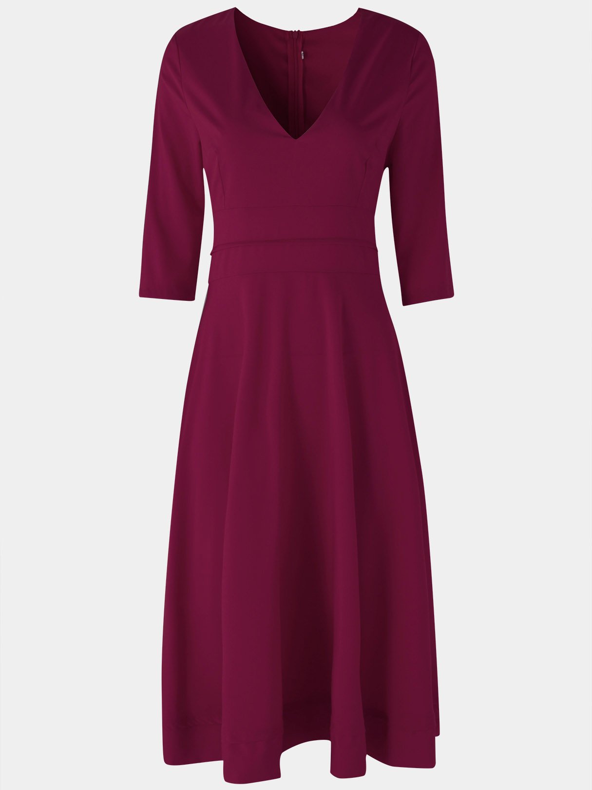OEM Ladies Burgundy V-Neck Dresses