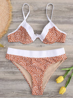 Wholesale Orange V-Neck Polka Dot Backless Bikinis