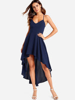 OEM Ladies Navy V-Neck Dresses