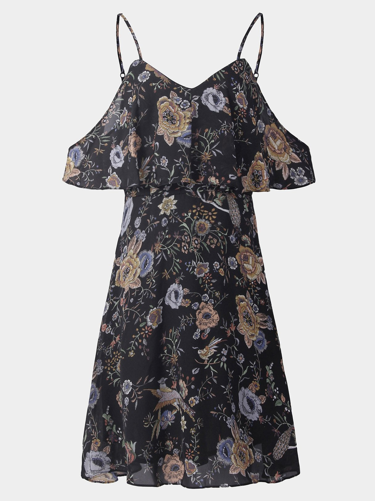 OEM Ladies Black Floral Dresses
