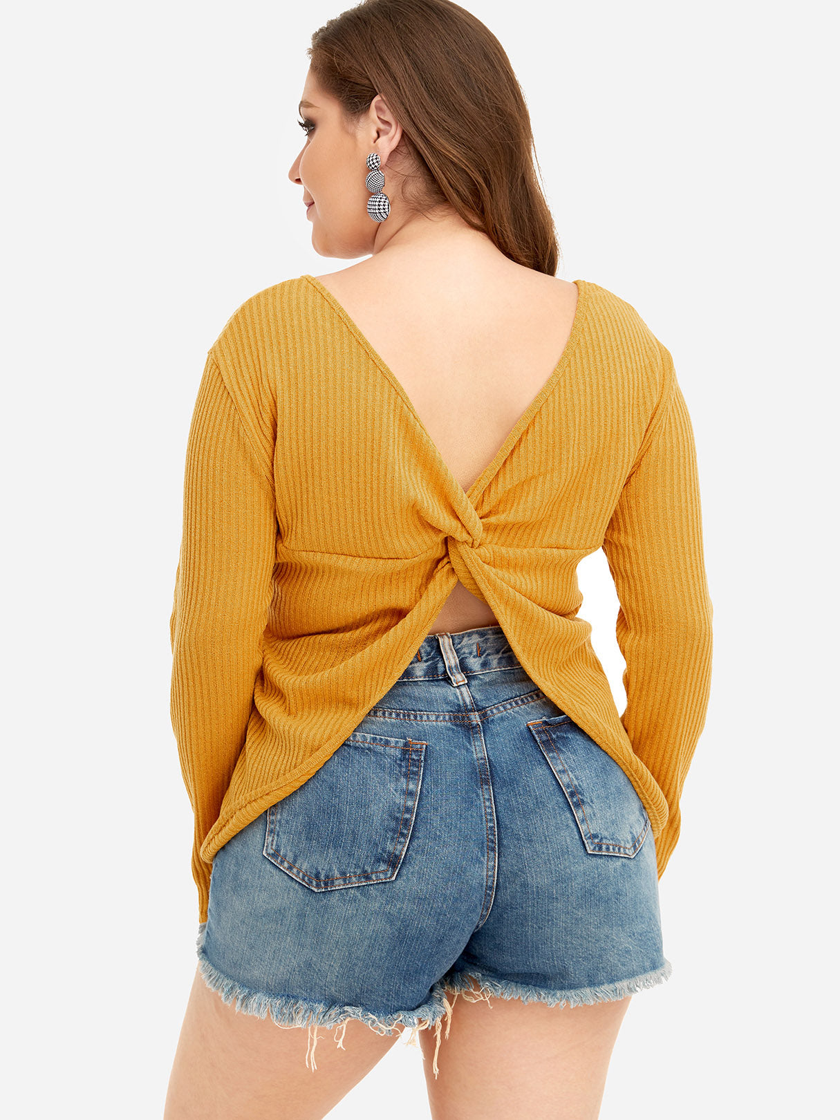 NEW FEELING Womens Yellow Plus Size Tops