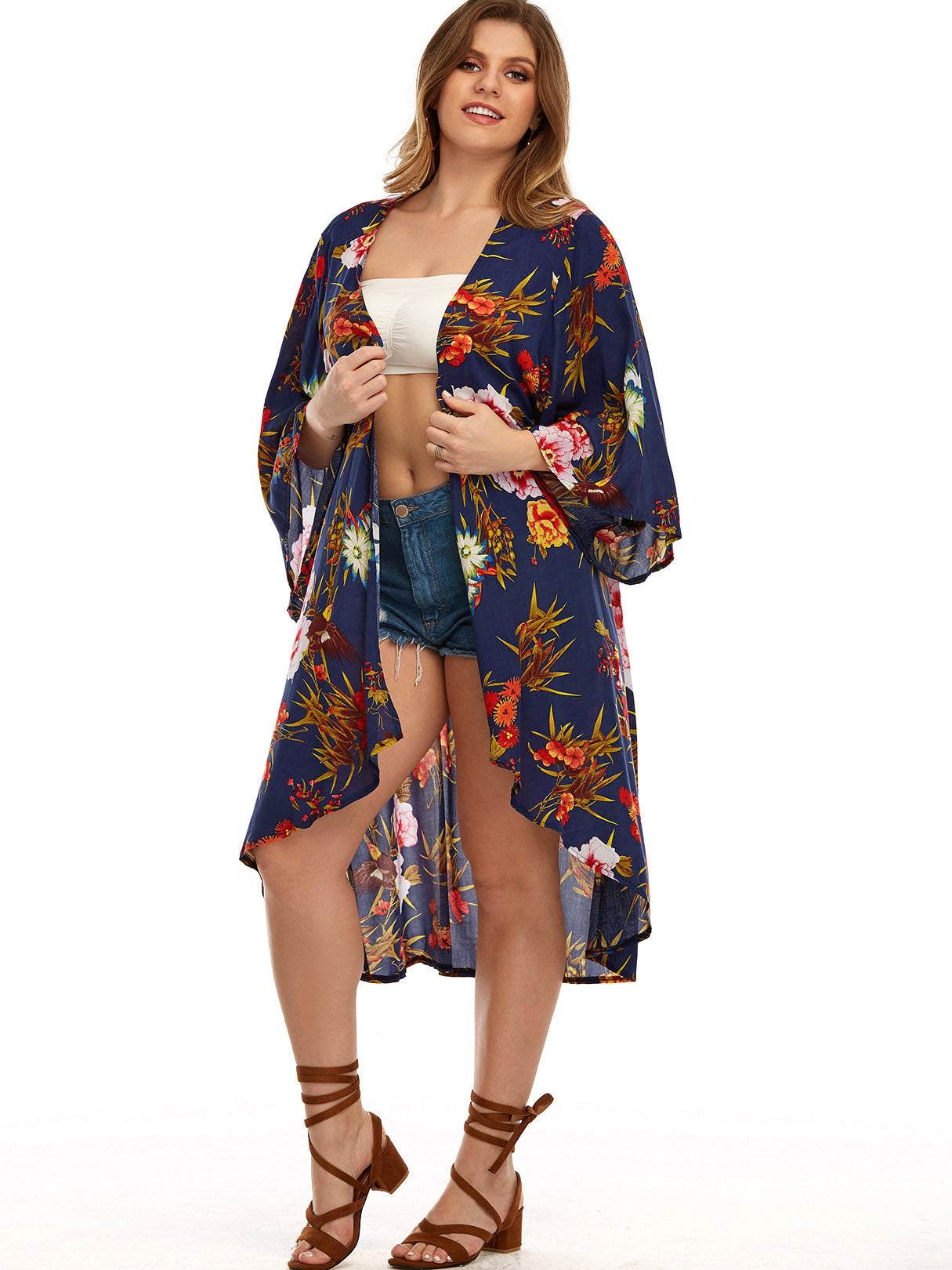 Wholesale Floral Print Half Sleeve Plus Size Tops