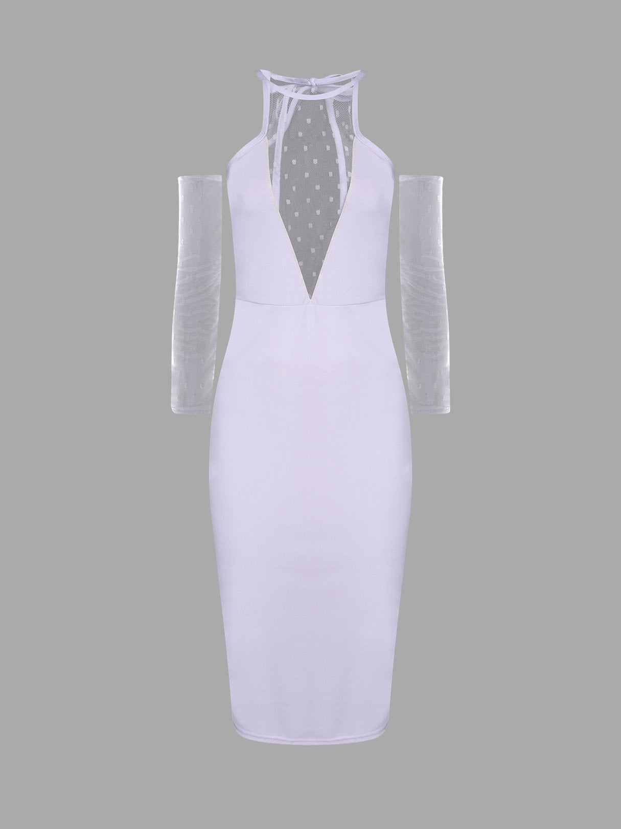 Wholesale White Round Neck Long Sleeve Plain Dresses