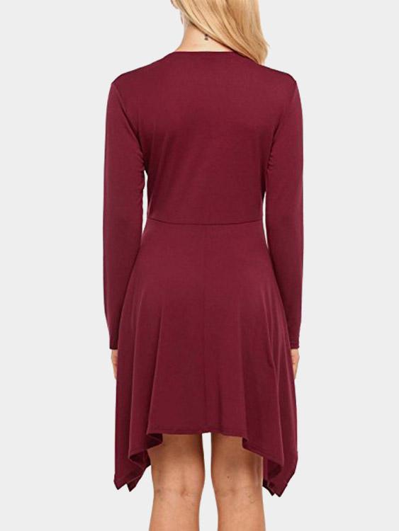 NEW FEELING Womens Burgundy V-Neck Dresses